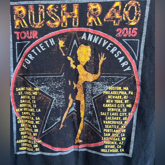 Rush 2015 R40 World Tour Concert T Shirt Celebrating 40 Years XL Cotton - Picture 4 of 4